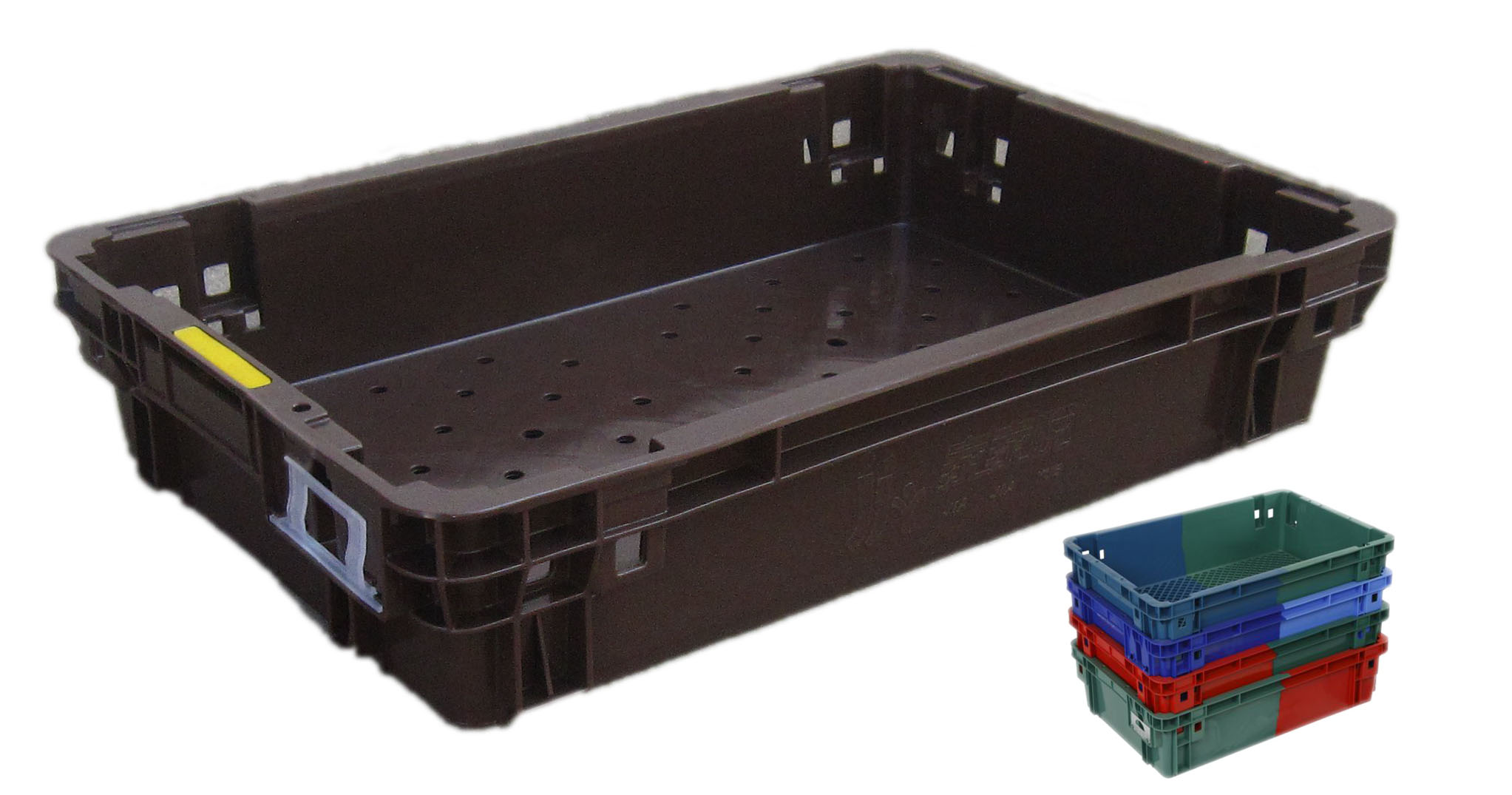 319號-1顛倒可堆式雙色塑料筐（圓眼）